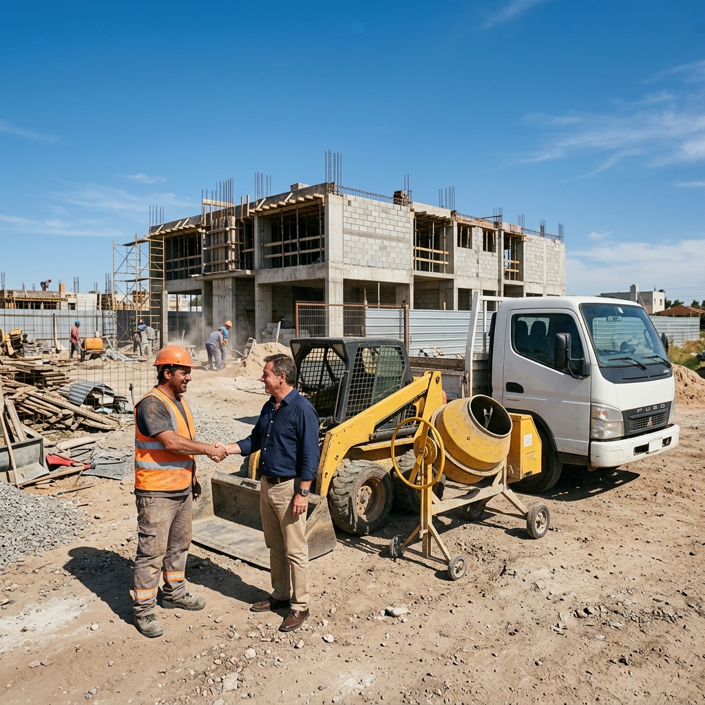 Entrega de maquinaria en obra de construcción en Uruguay